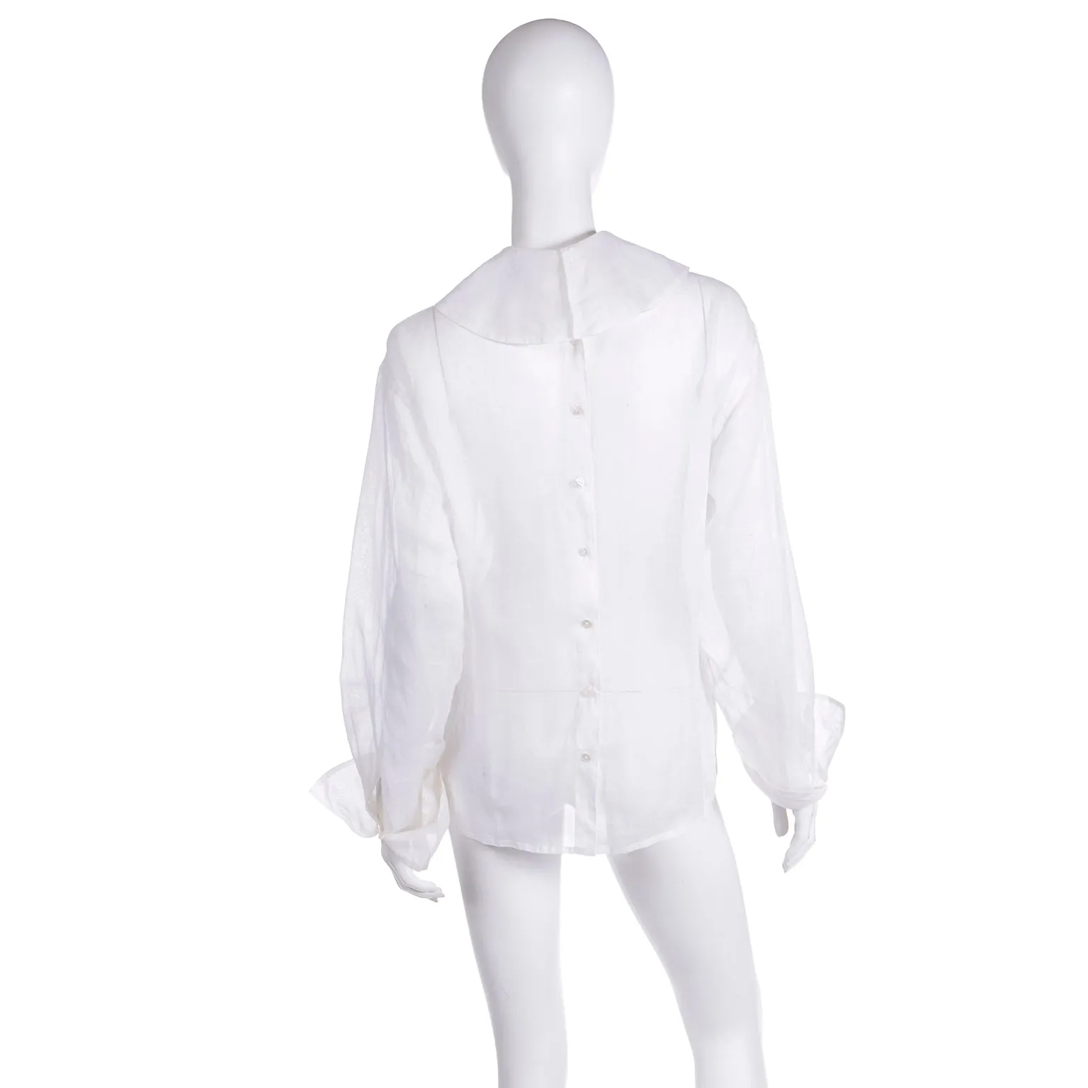 1990s Isaac Mizrahi White Organza Cotton Blouse