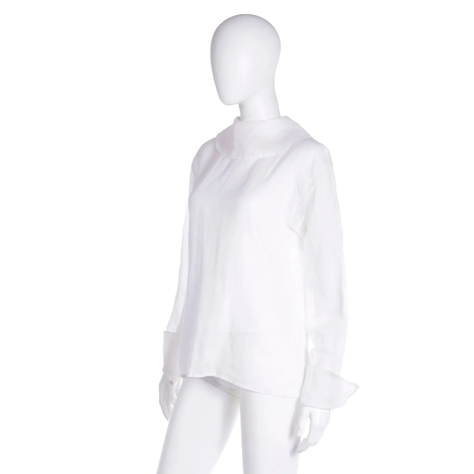 1990s Isaac Mizrahi White Organza Cotton Blouse