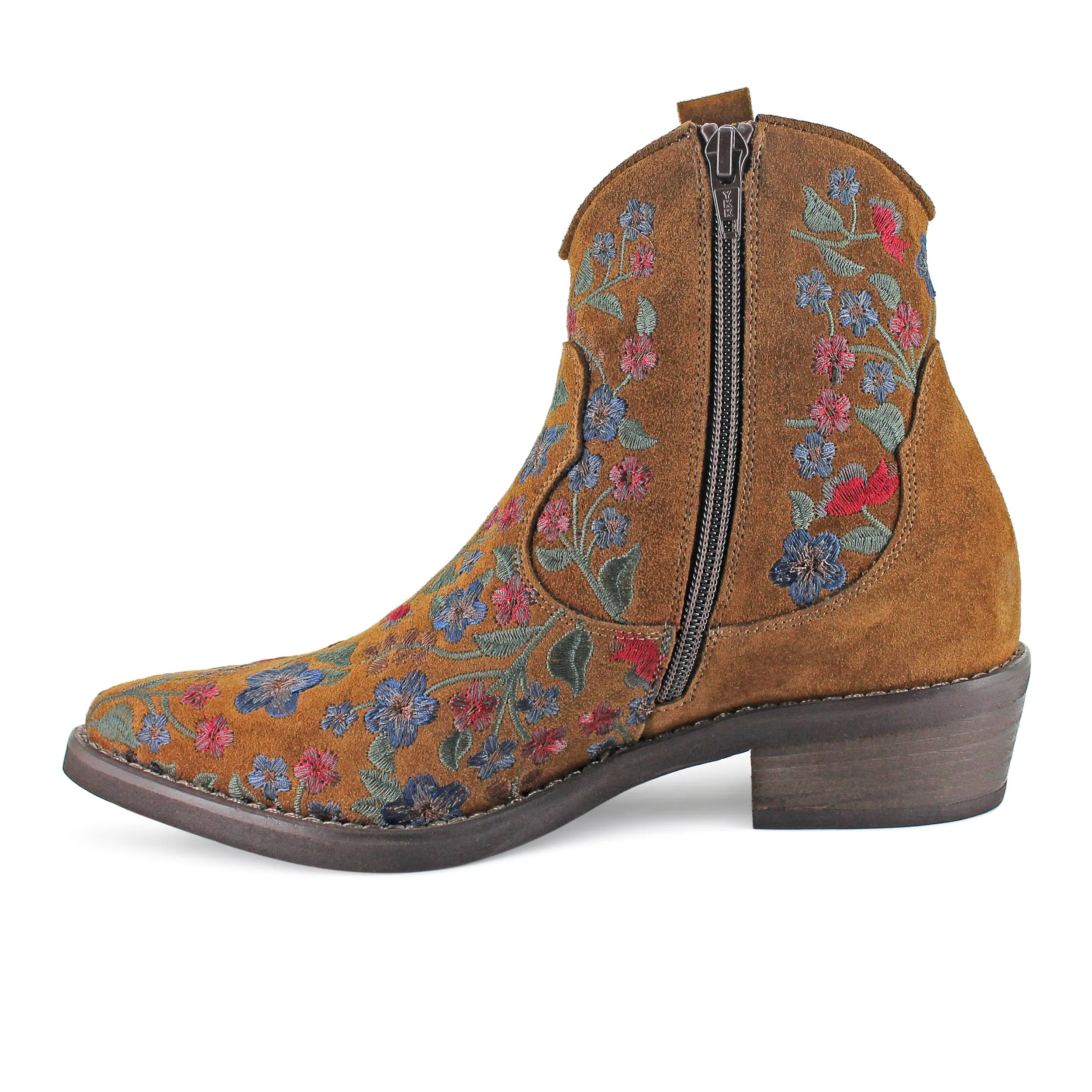 374Z15 - Brown Floral Suede Cowboy
