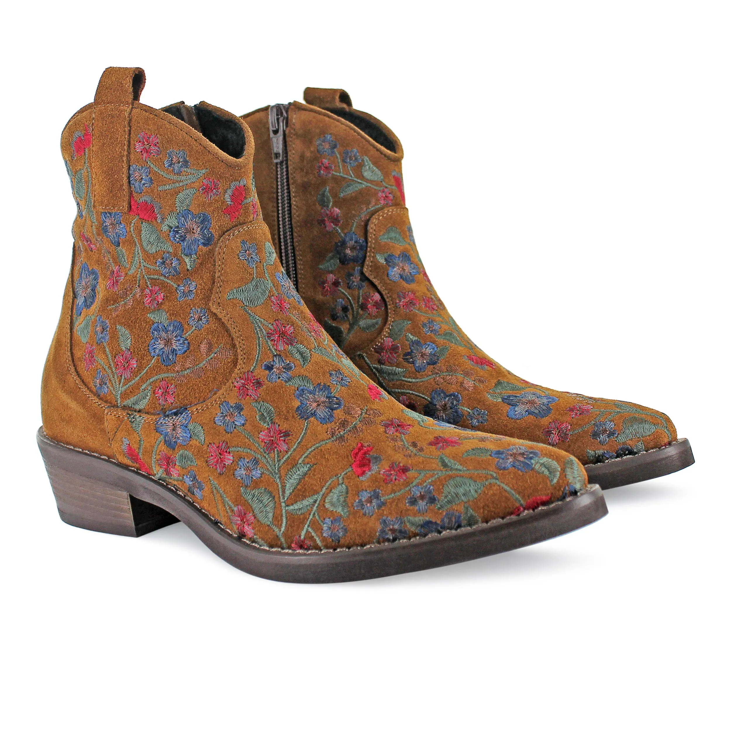 374Z15 - Brown Floral Suede Cowboy