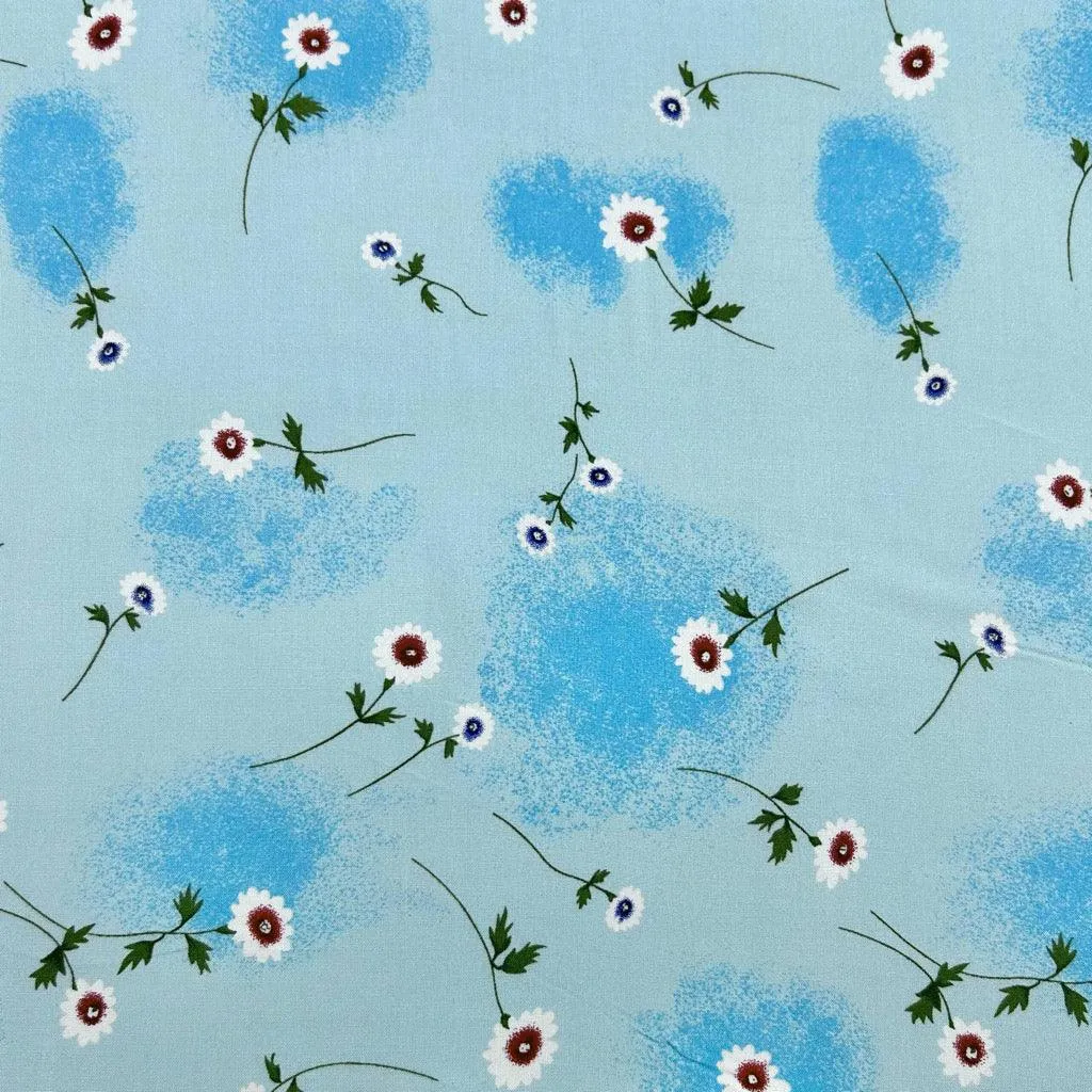 Airbrushed Flowers Viscose Challis Fabric