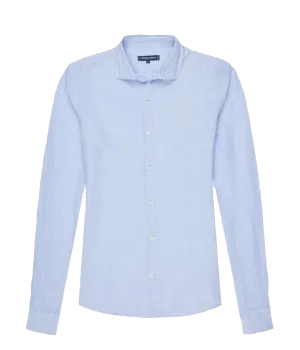 Antonio Linen Long Sleeve Shirt in Baby Blue