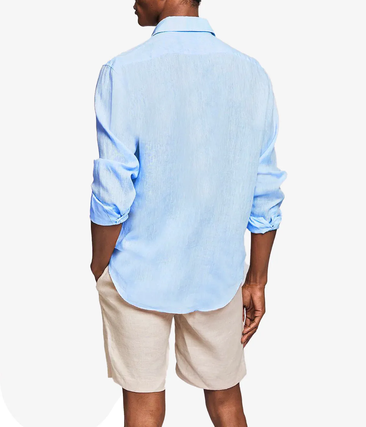 Antonio Linen Long Sleeve Shirt in Baby Blue