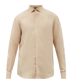 Antonio Linen Long Sleeve Shirt in Sand Dune