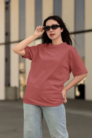 Basic Oversized T-shirts for Women: Coral Red