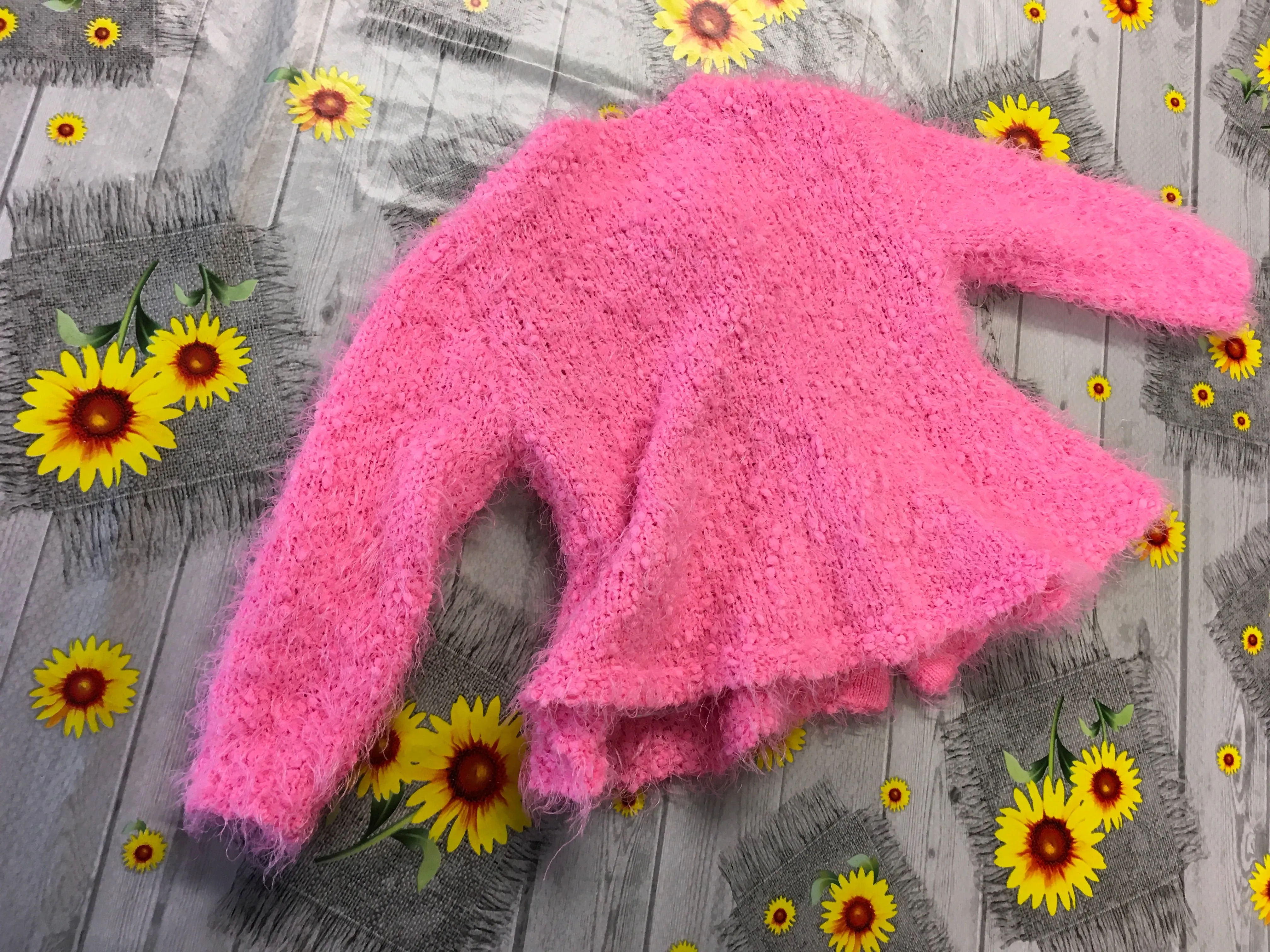 BillieBlush Pink Fluffy Diamante Heart Cardigan - Girls 9m