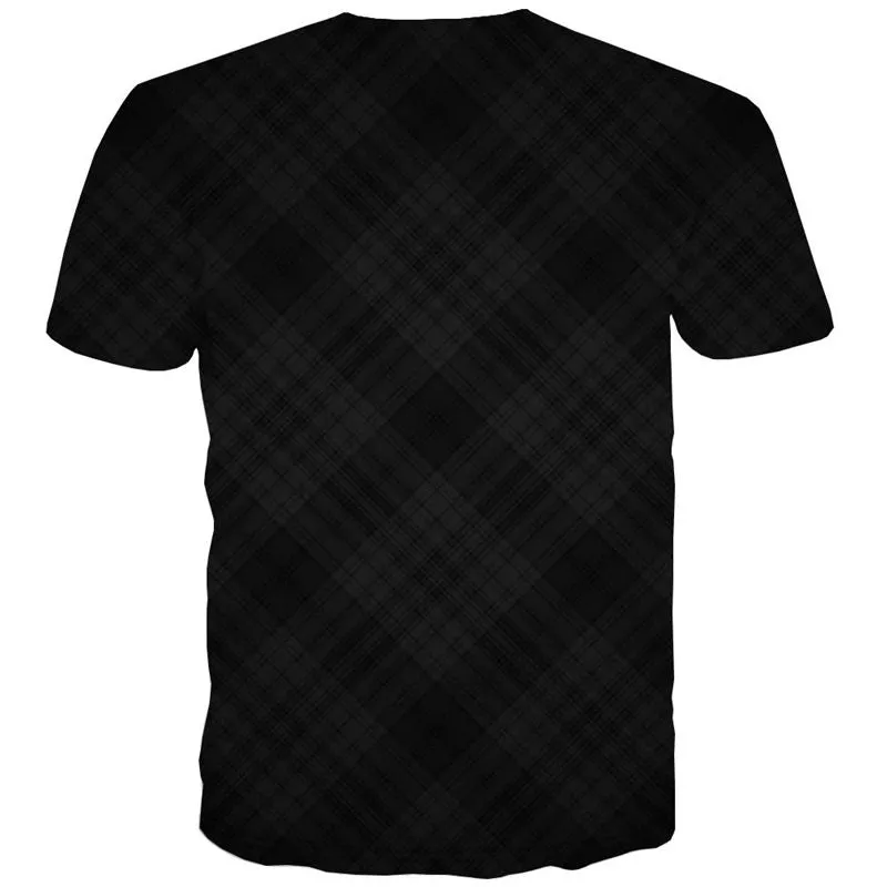 Black checkered texture tshirt special texture Casual shirt 3D different Cool art costume man