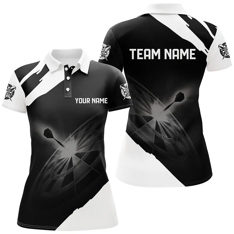 Black Green Personalized Womens Darts Polo Shirt Custom Dart Shirts For Women Dart Polo