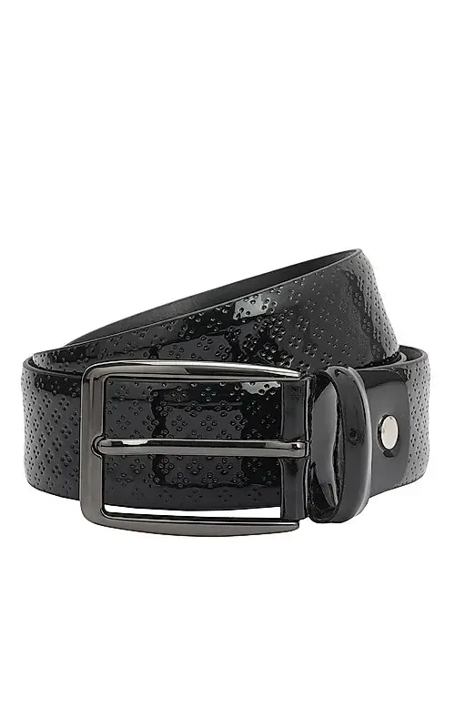 Black Textured Leather Men's Belt