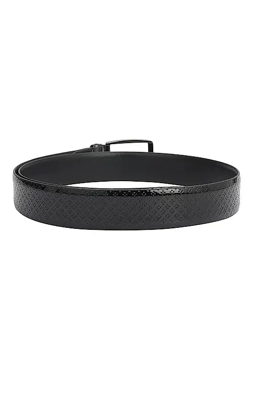 Black Textured Leather Men's Belt