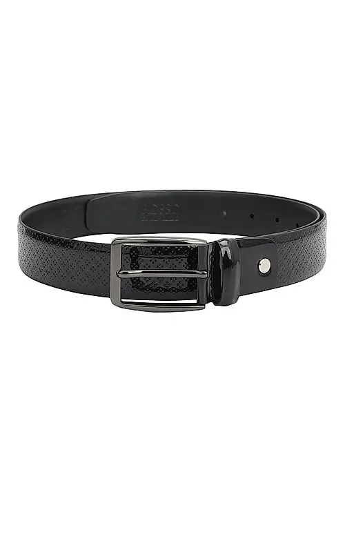 Black Textured Leather Men's Belt
