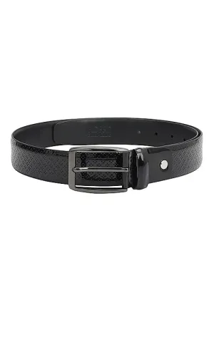 Black Textured Leather Men's Belt