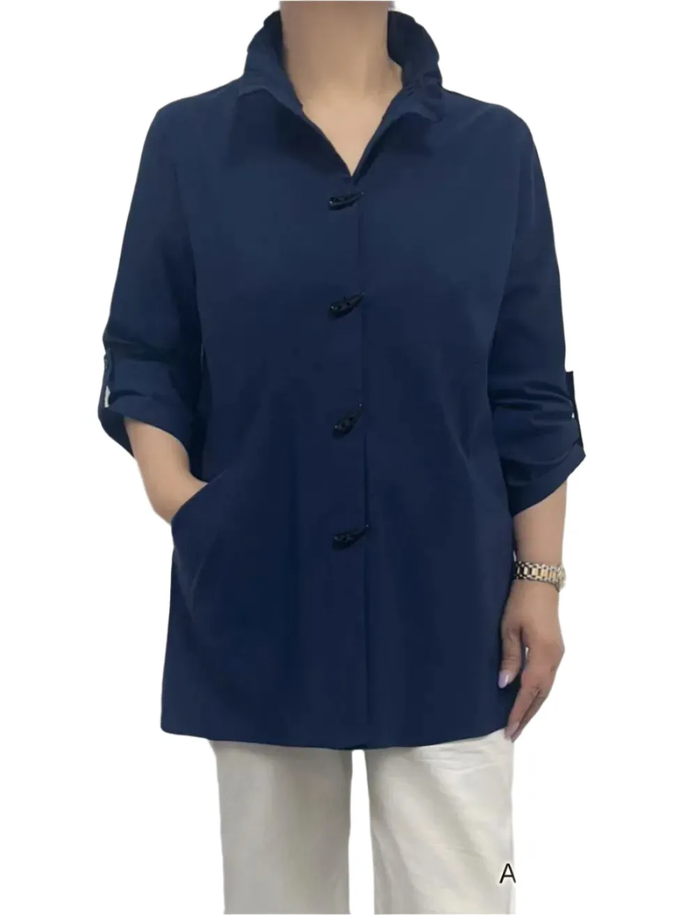 Blouse Horn Button Solid
