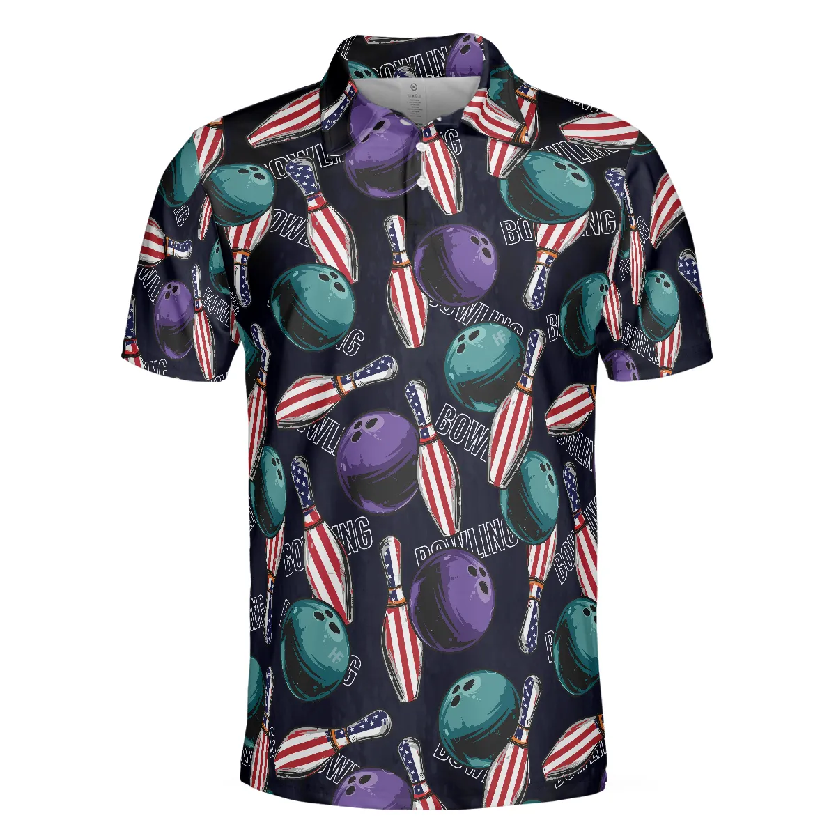 Bowling Men Polo Shirt - Bowling Is My Life Polo Shirt, American Flag Pattern Bowling Shirt For Men - Perfect Gift For Friend, Family, Bowling Lovers