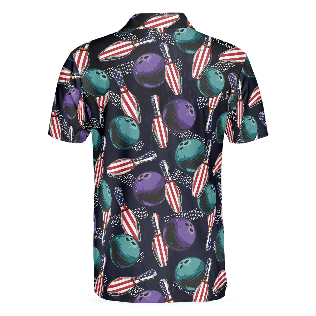 Bowling Men Polo Shirt - Bowling Is My Life Polo Shirt, American Flag Pattern Bowling Shirt For Men - Perfect Gift For Friend, Family, Bowling Lovers