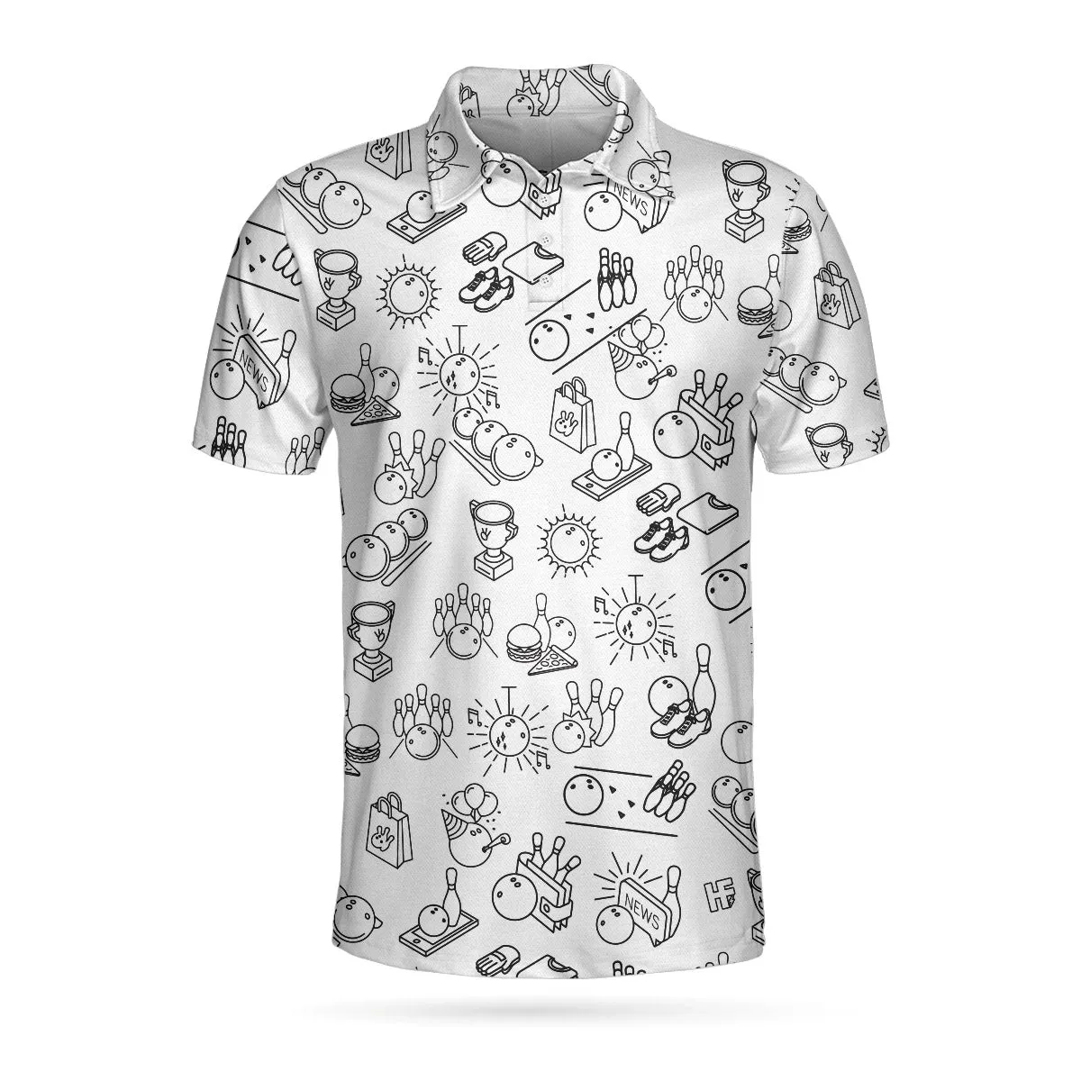 Bowling Men Polo Shirt - Clip Art Bowling Polo Shirt, Best Bowling Shirt For Men - Perfect Gift For Friend, Family, Bowling Lovers