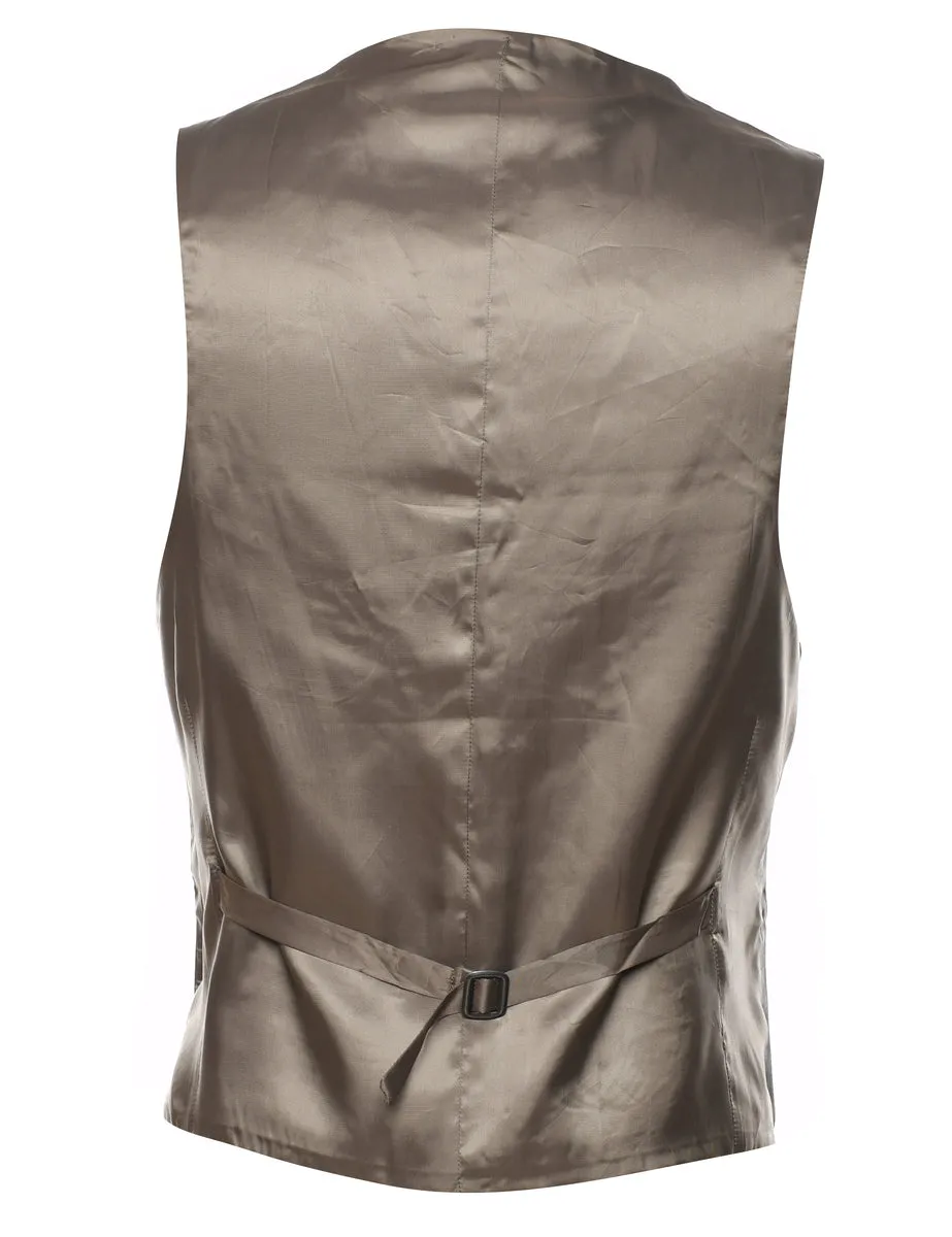 Button Front Grey Classic Waistcoat - L
