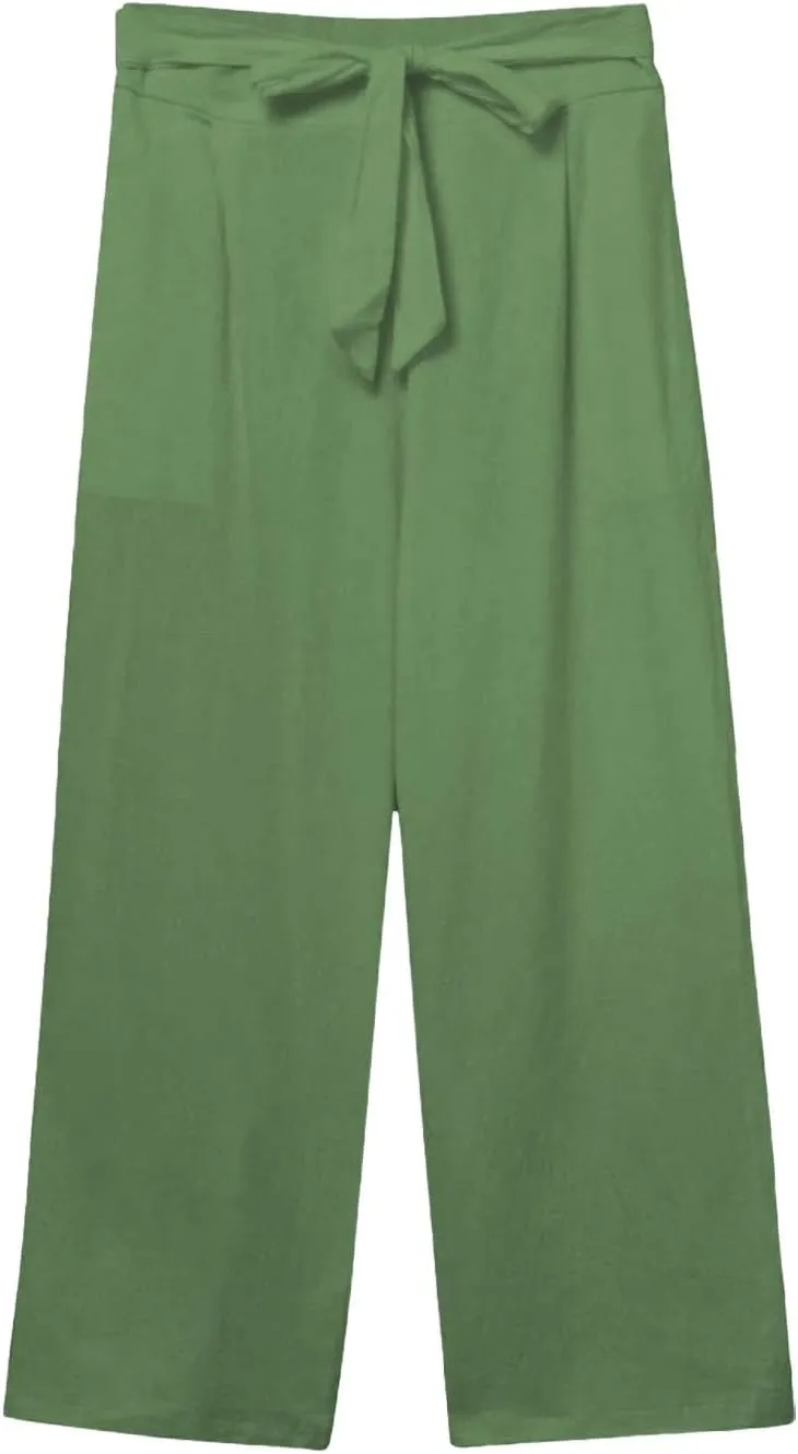 Capri Pants for Women Summer Casual Linen Lounge Pants Cropped Straight Leg Drawstring Baggy Straight Leg Trousers