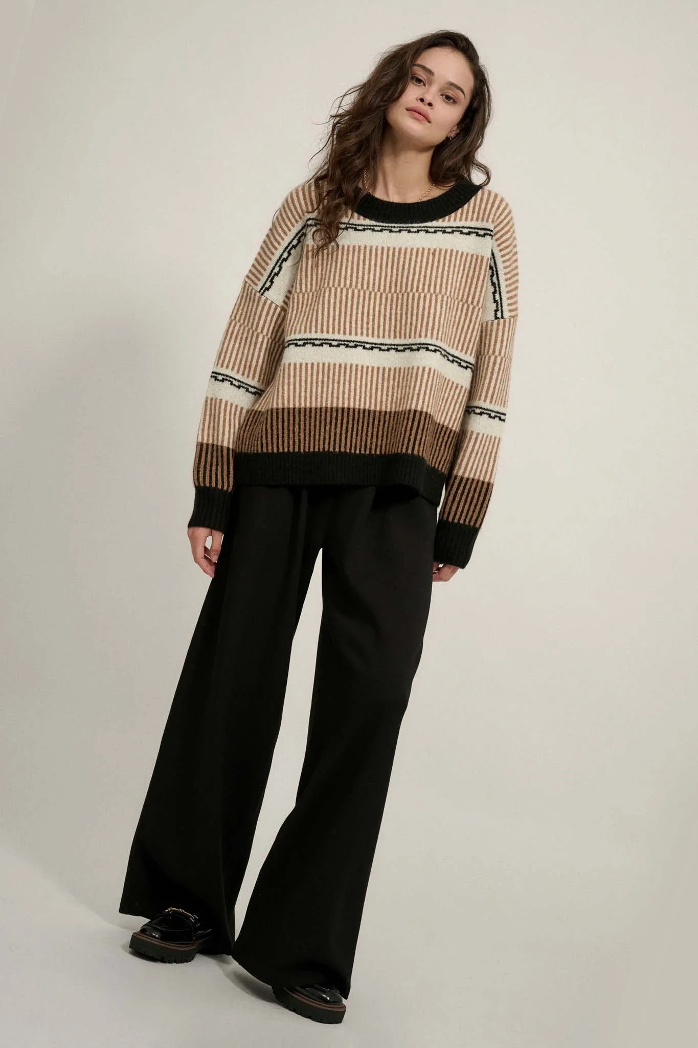 Chic Streak Abstract Striped Knit Sweater