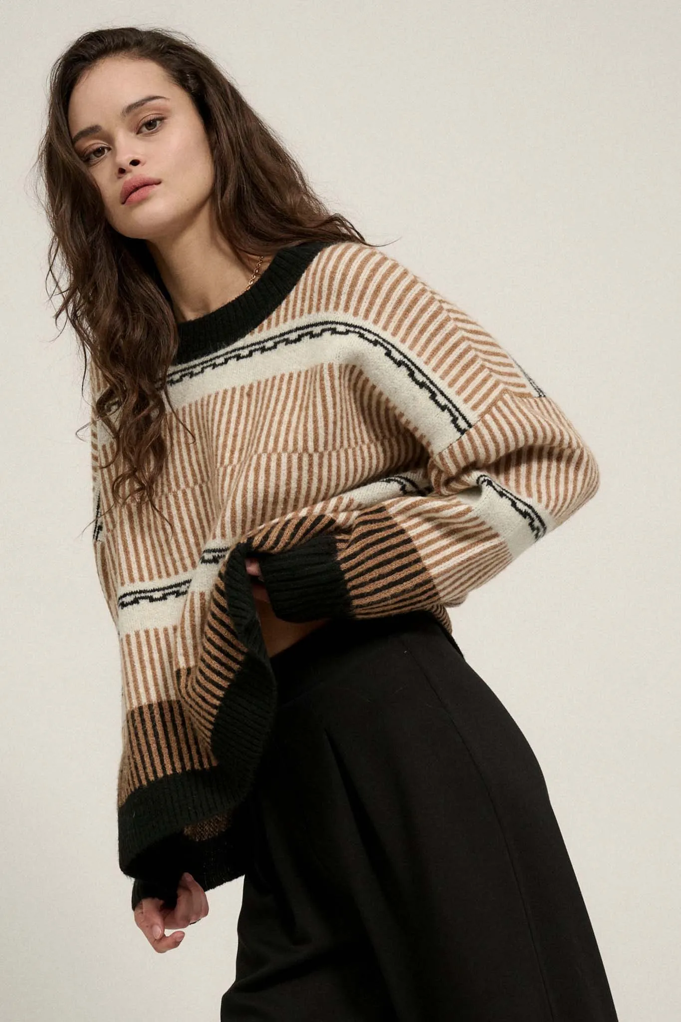 Chic Streak Abstract Striped Knit Sweater