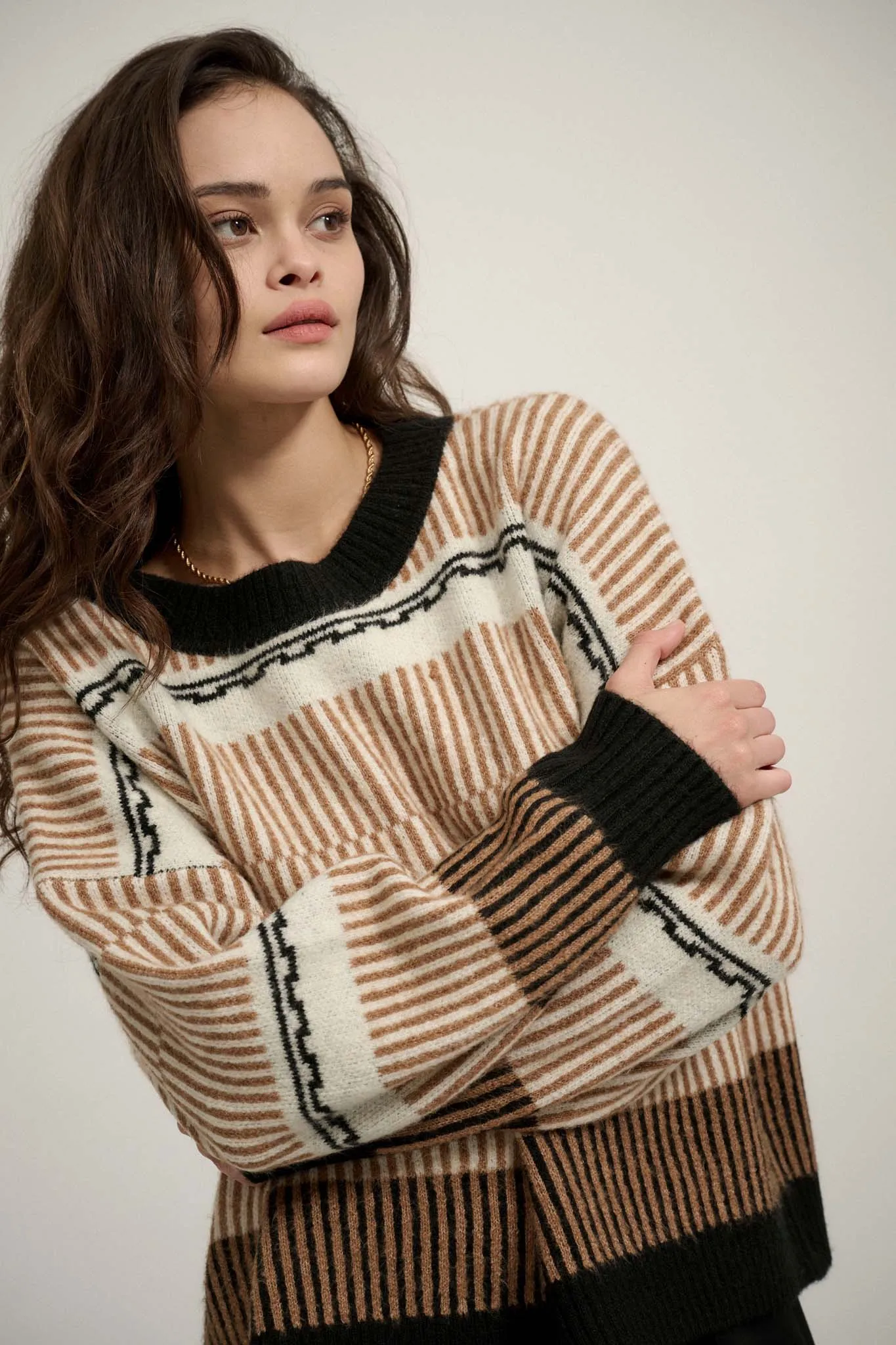 Chic Streak Abstract Striped Knit Sweater