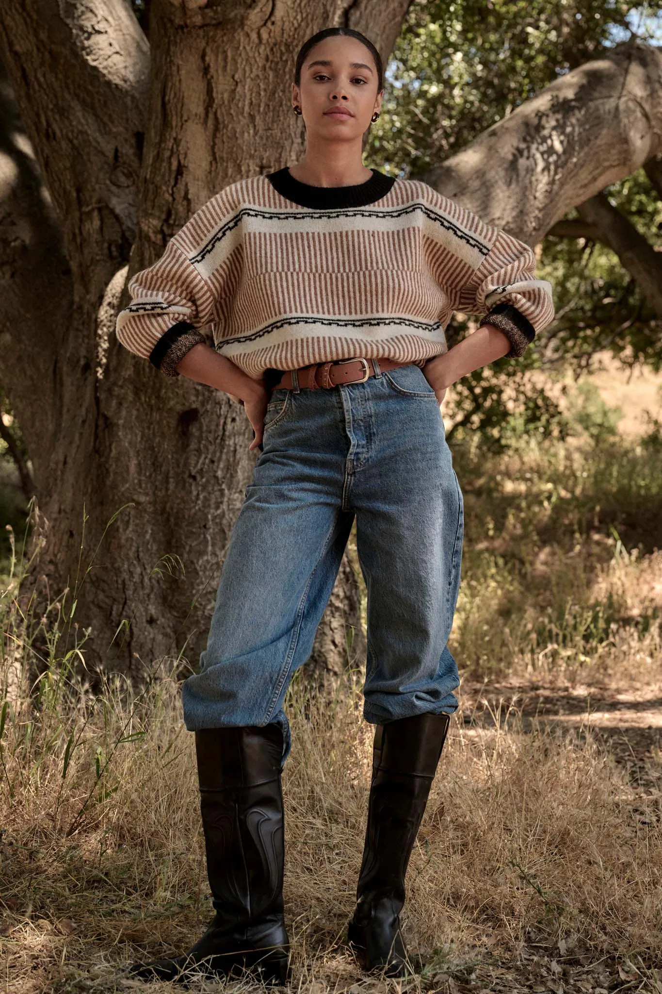 Chic Streak Abstract Striped Knit Sweater