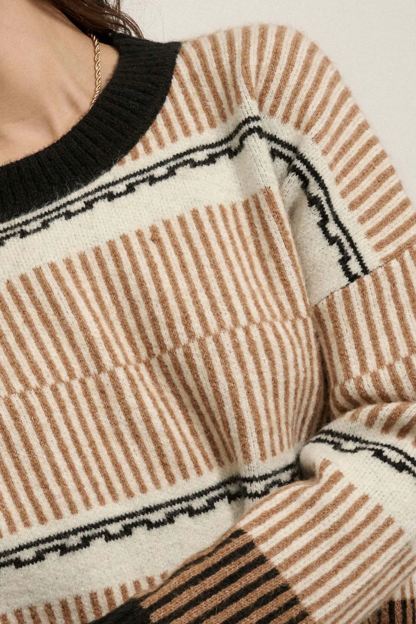 Chic Streak Abstract Striped Knit Sweater