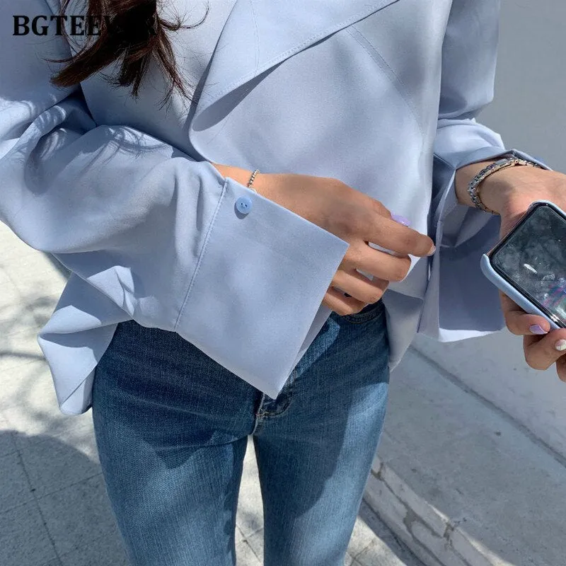 Christmas Gift Joskaa Elegant Women Ruffles Shirts Casual Ladies V-neck Long Sleeve Blouses Tops 2024 Spring Summer Chiffon Blusas Mujer