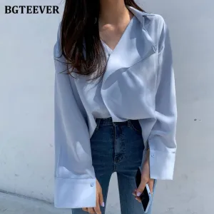 Christmas Gift Joskaa Elegant Women Ruffles Shirts Casual Ladies V-neck Long Sleeve Blouses Tops 2024 Spring Summer Chiffon Blusas Mujer