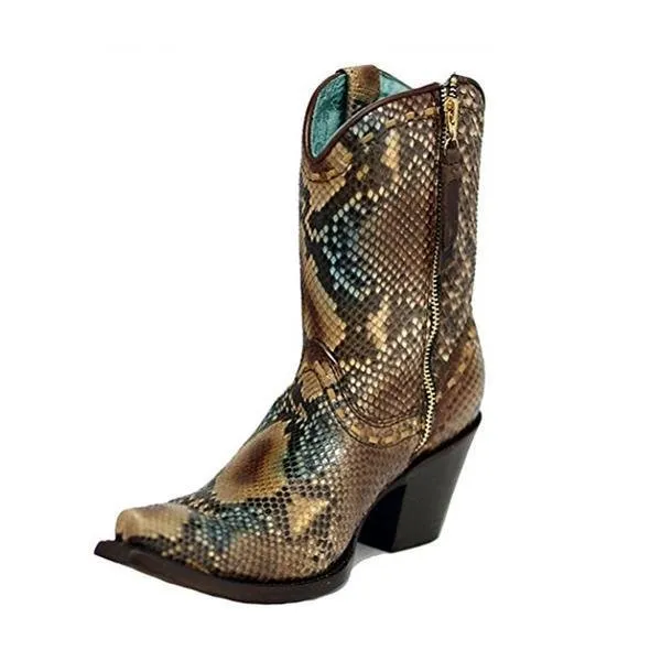 Corral Boots Women's Python Snip Toe Ankle Western Boot