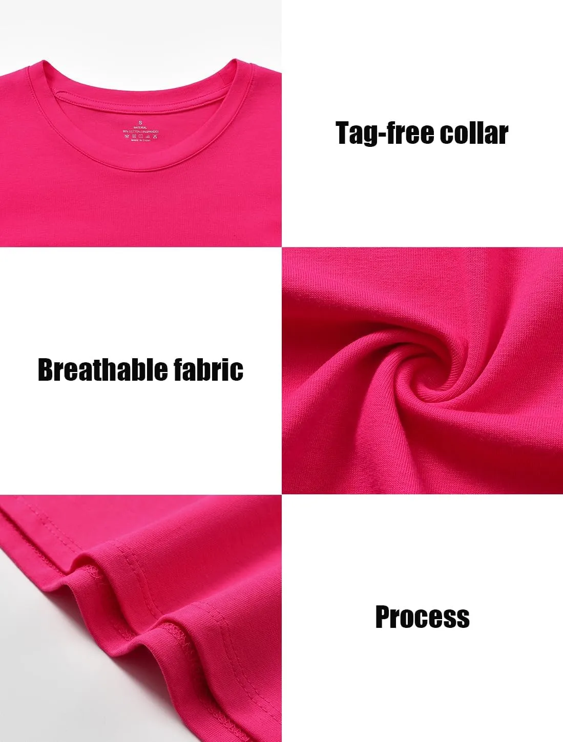 Cosy Pyro Cotton Long Sleeve T Shirt for Women Crew Neck Classic-Fit Workout Shirts Soft Solid Basic Tee