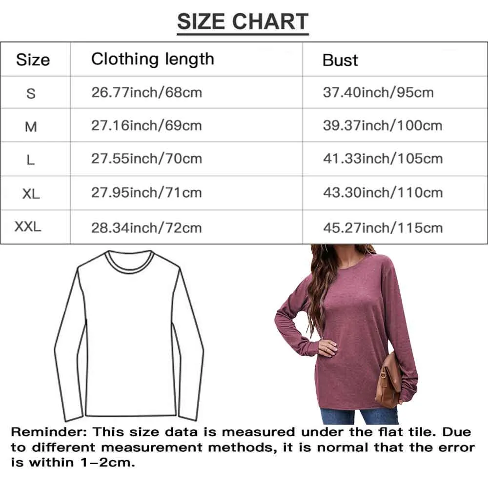 Custom Text & Photo Round Neck Long Sleeve T-shirt Multiple Colors Women's Loose Print Tops
