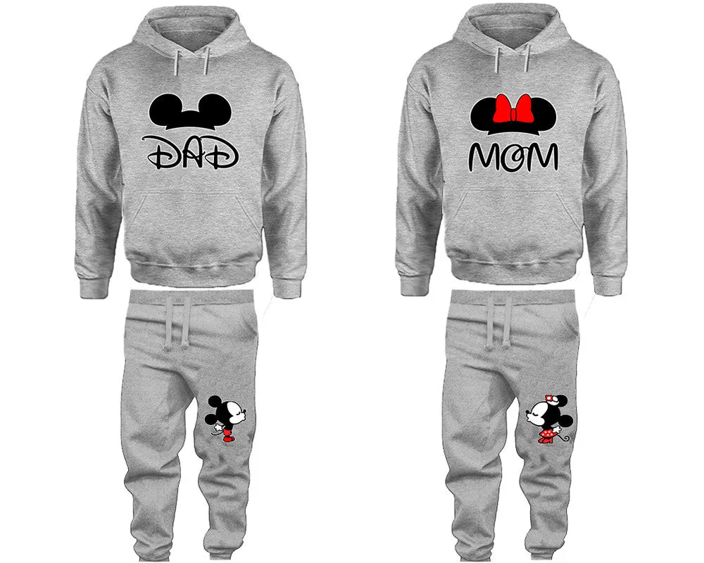 Dad & Mom Couple Matching Pullover Hoodies and Jogger Pants Set – Unisex Mix & Match | 4 Pieces Sold Separately for Personalized Style