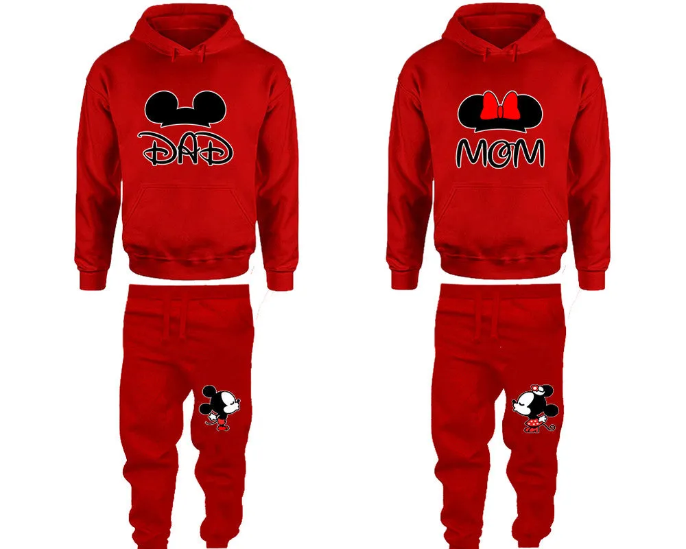 Dad & Mom Couple Matching Pullover Hoodies and Jogger Pants Set – Unisex Mix & Match | 4 Pieces Sold Separately for Personalized Style