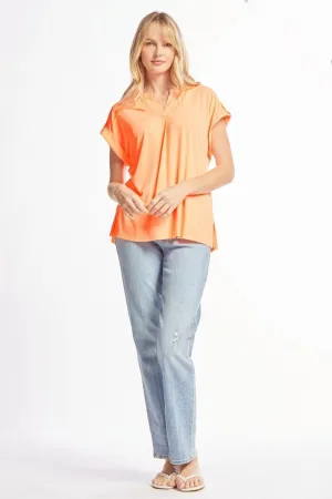 Dear Scarlett Lizzy Solid Neon Orange Tunic Top LIZSS-C0151