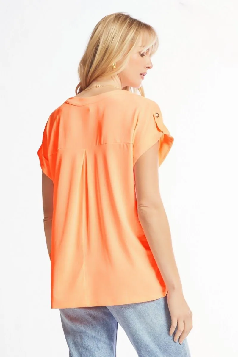 Dear Scarlett Lizzy Solid Neon Orange Tunic Top LIZSS-C0151