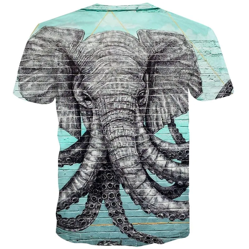 Elephant T shirts Men Animal Tshirts Casual Art T-shirts Graphic Harajuku T-shirts 3d