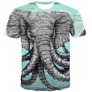 Elephant T shirts Men Animal Tshirts Casual Art T-shirts Graphic Harajuku T-shirts 3d