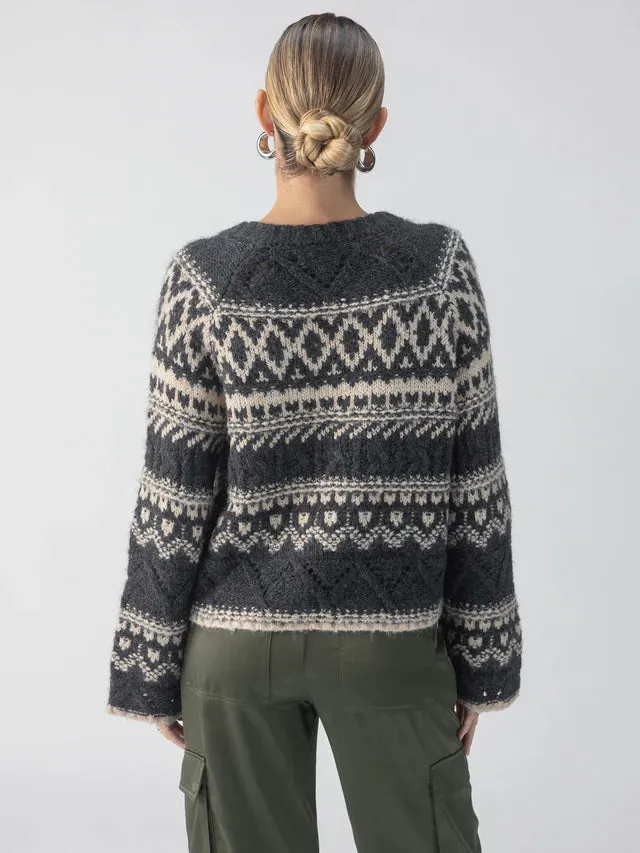 Fairisle Crew Neck Sweater - Heather Ash Multi