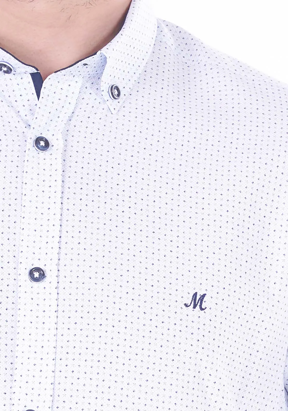 Farrell Long Sleeve Shirt - White / Navy