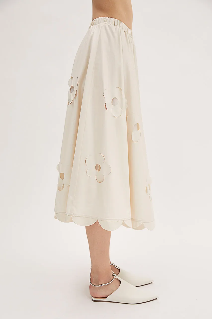 Floral Skirt - Cream