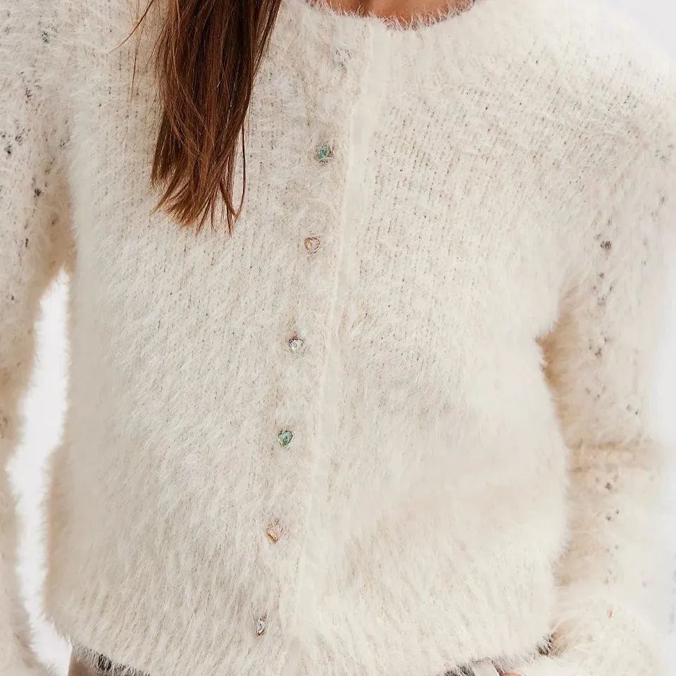 Free People Celeste brushed-knit cardigan In Ivory