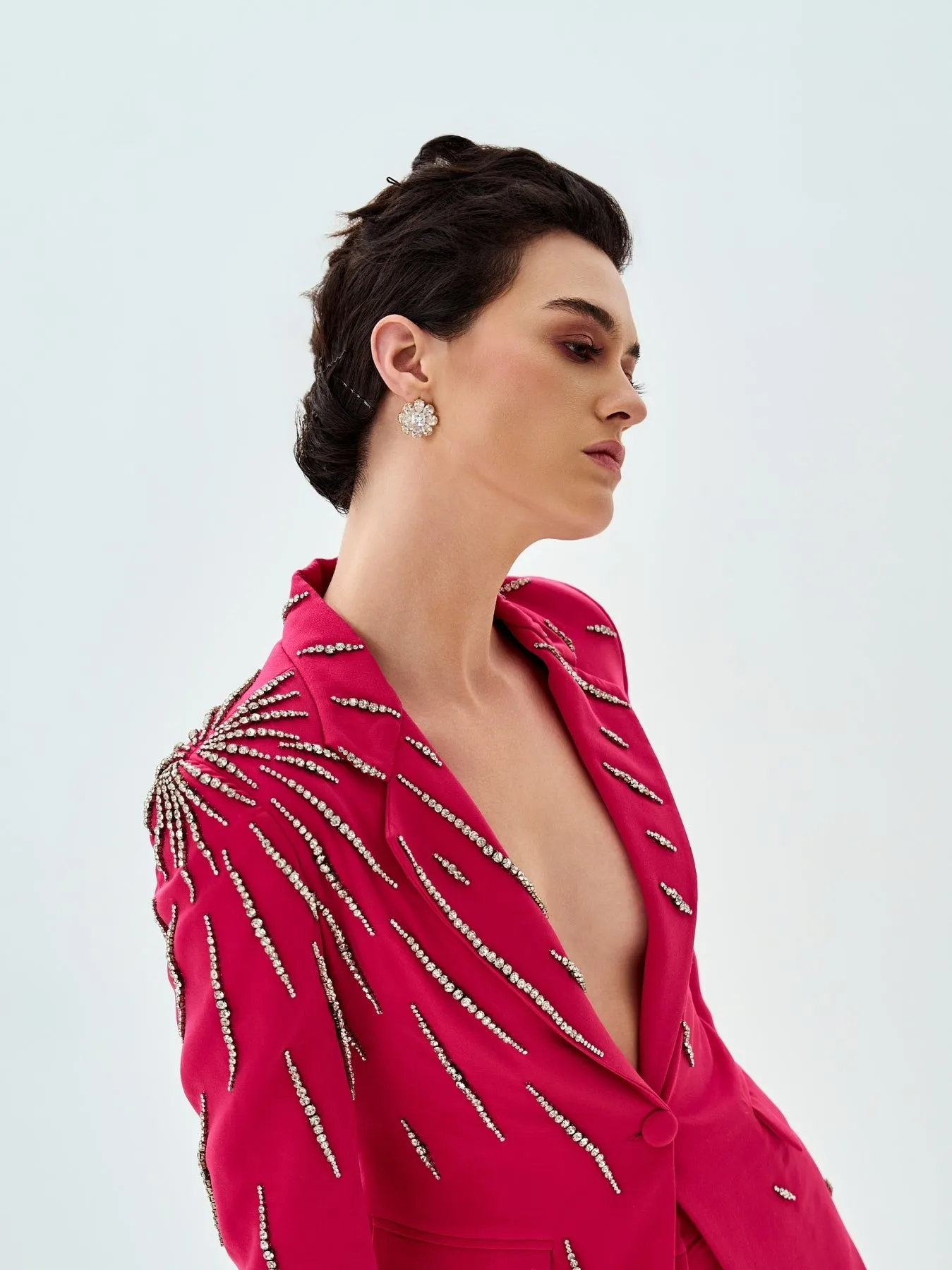 Fuchsia Embellished Suit