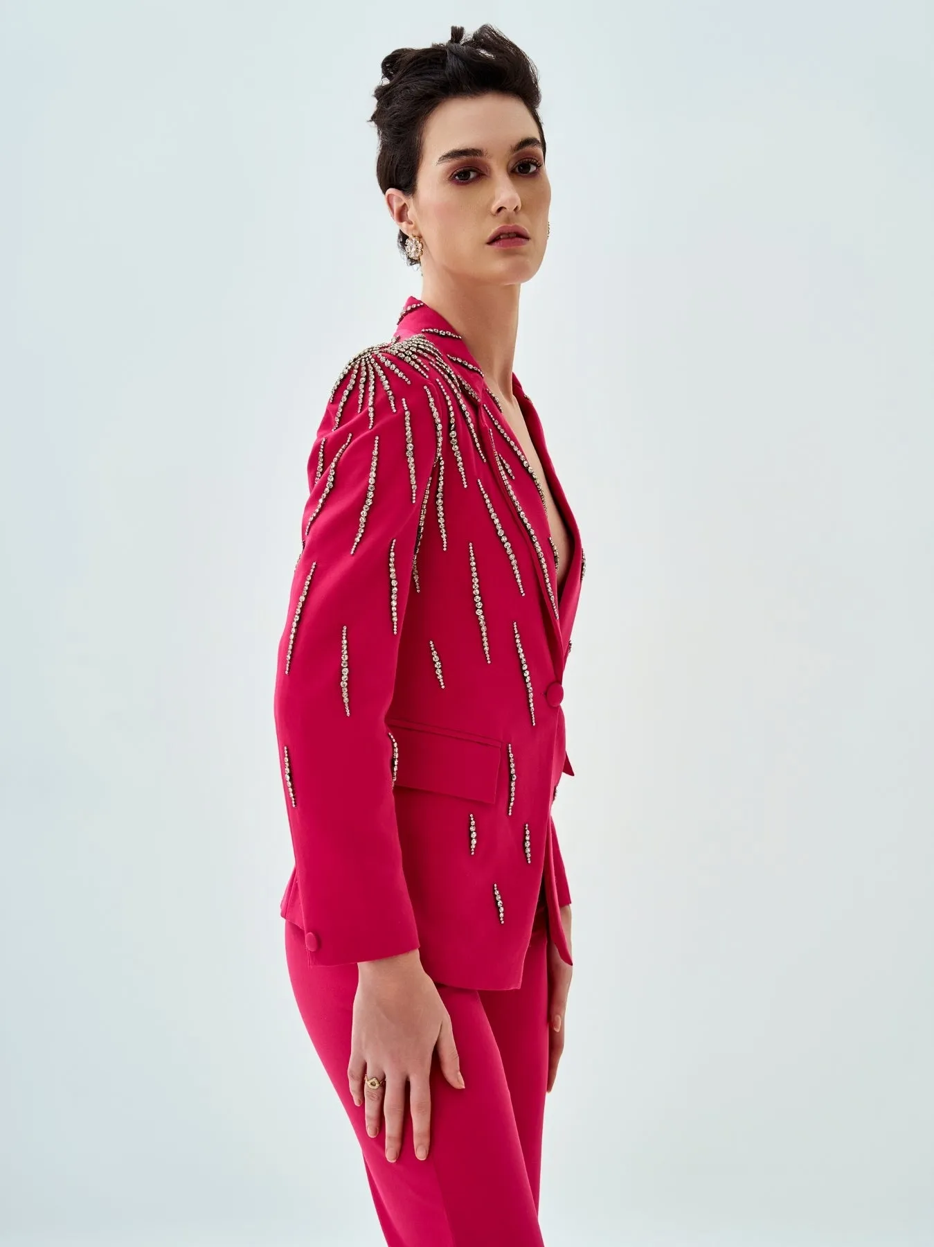 Fuchsia Embellished Suit