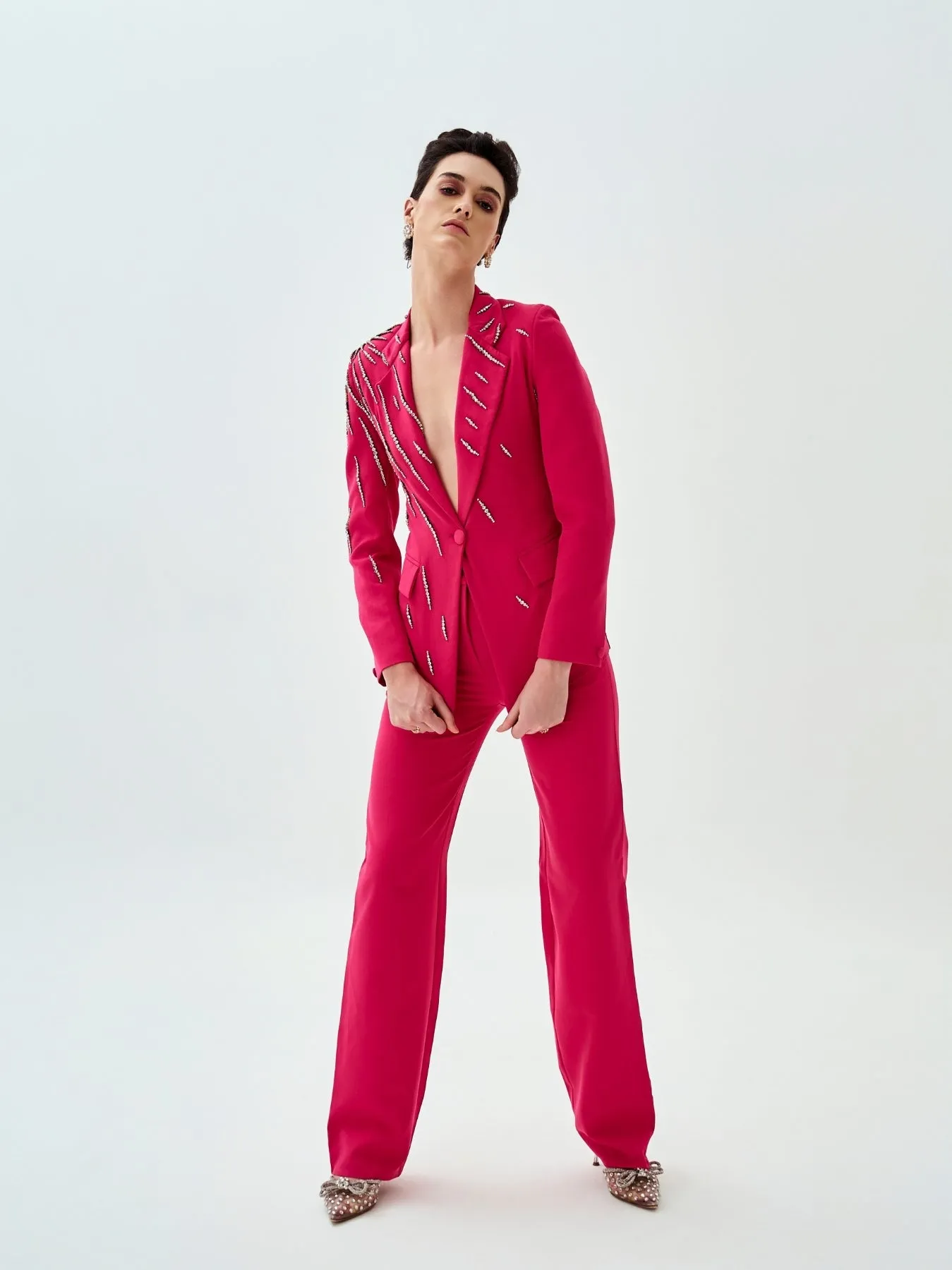 Fuchsia Embellished Suit