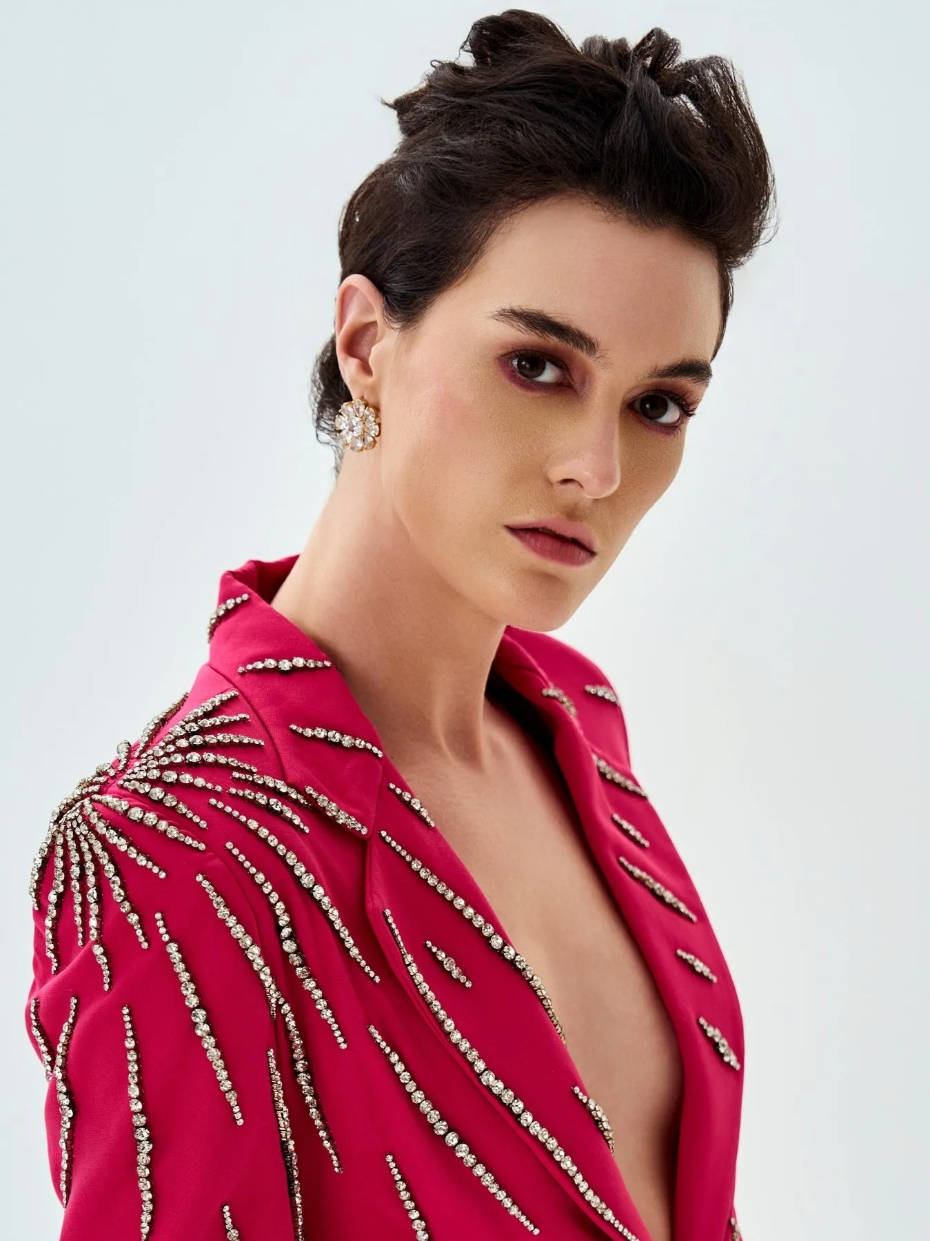 Fuchsia Embellished Suit