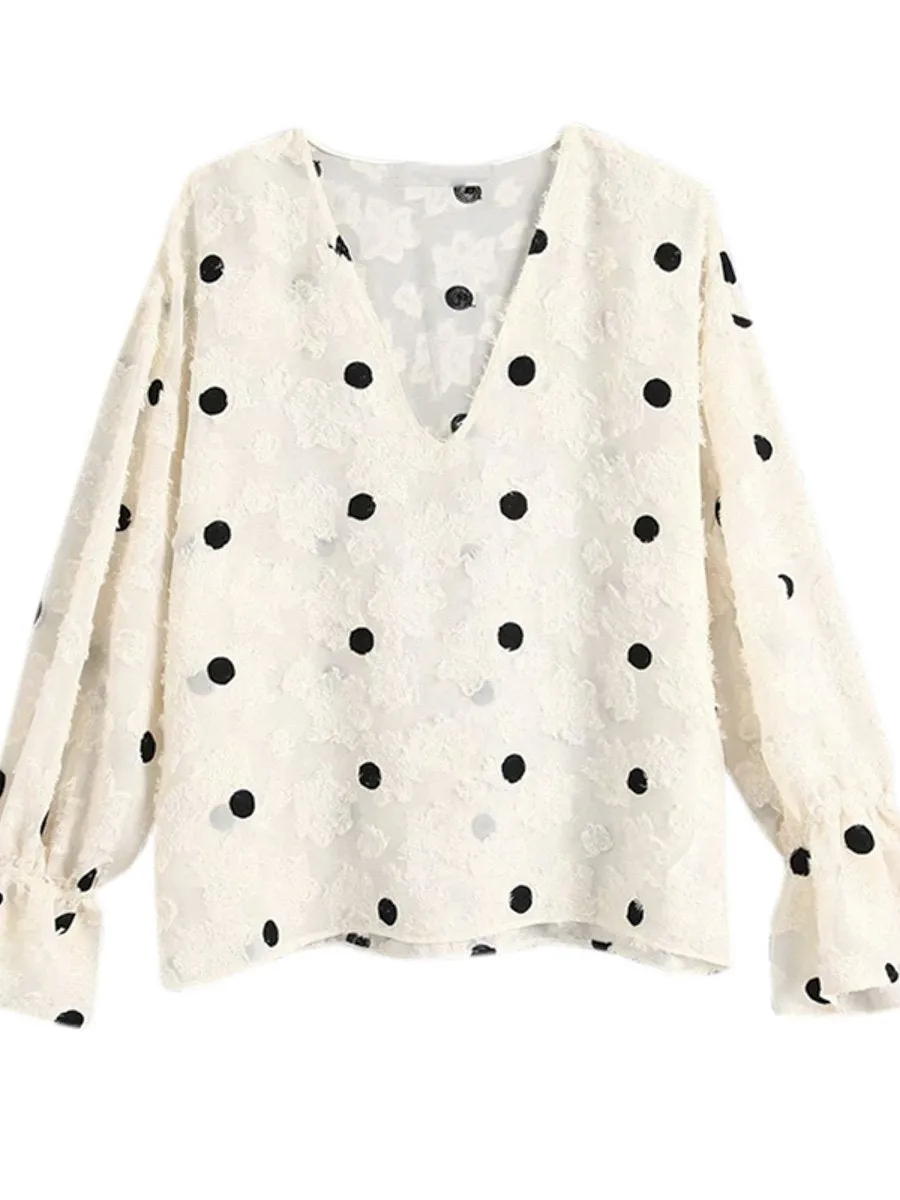 Gabriella Elegant polka dot print chiffon blouse