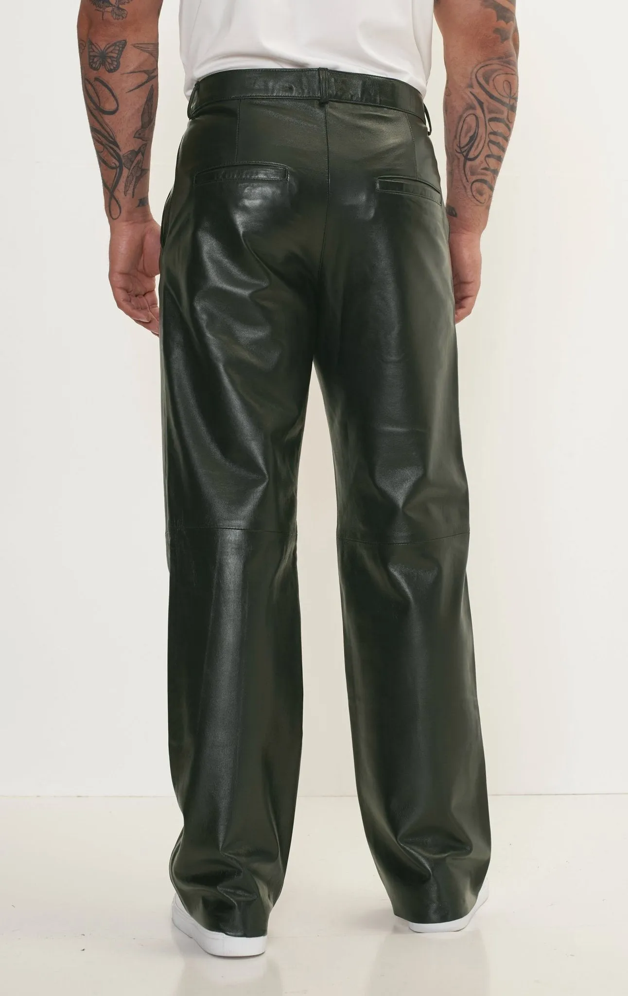 Genuine Lambskin Leather Trousers - Green