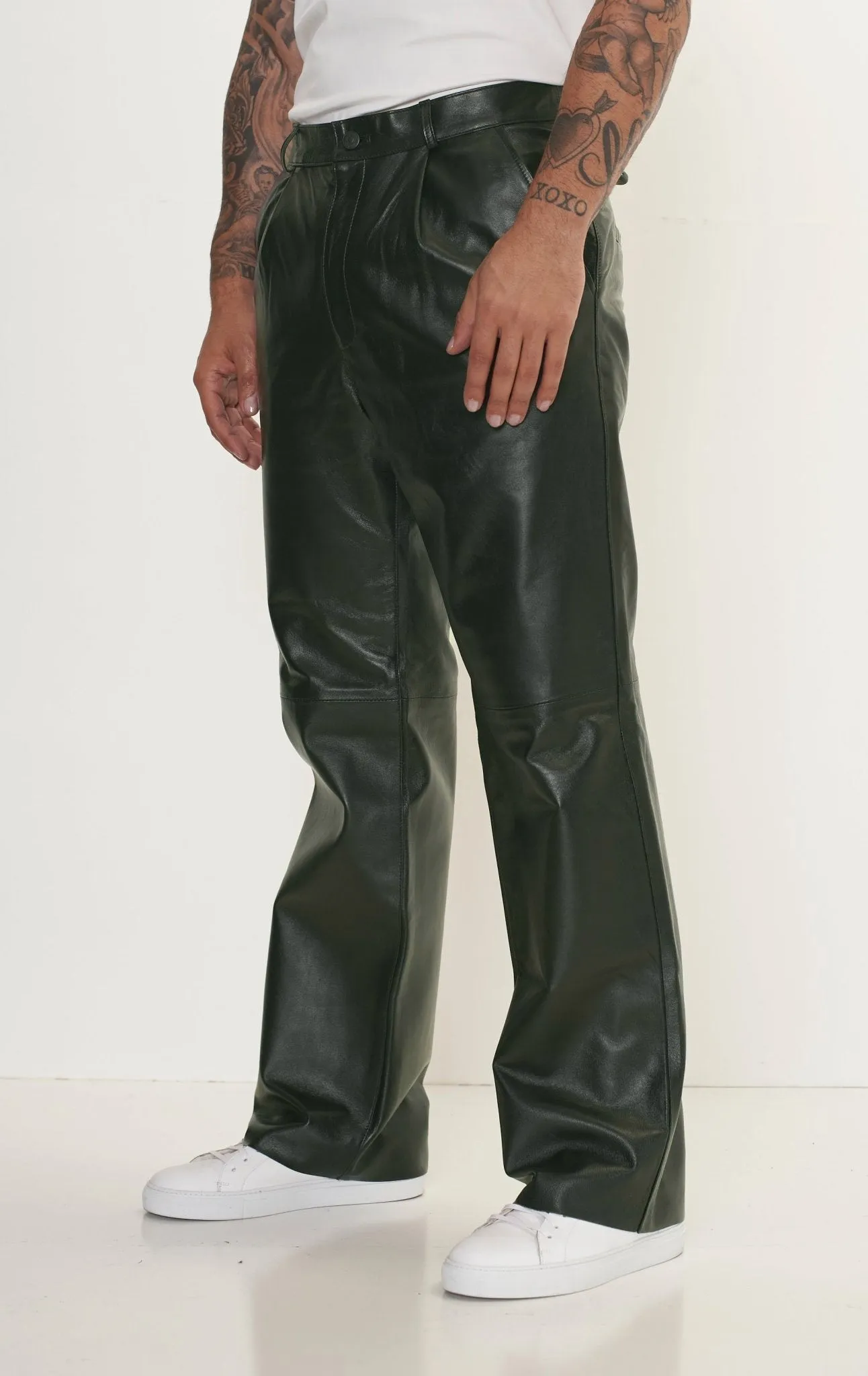 Genuine Lambskin Leather Trousers - Green