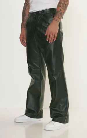 Genuine Lambskin Leather Trousers - Green
